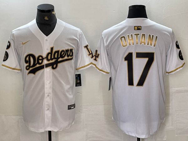 Men Los Angeles Dodgers 17 Ohtani White Fashion Nike Game MLB Jersey style 1